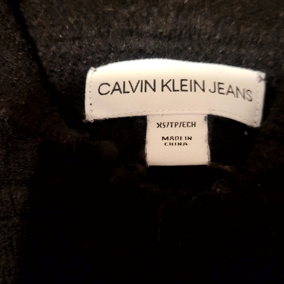 Calvin Klein Woman’s black Side Slits Hoodie Knitted Sweater. Size XS - Picture 2 of 9